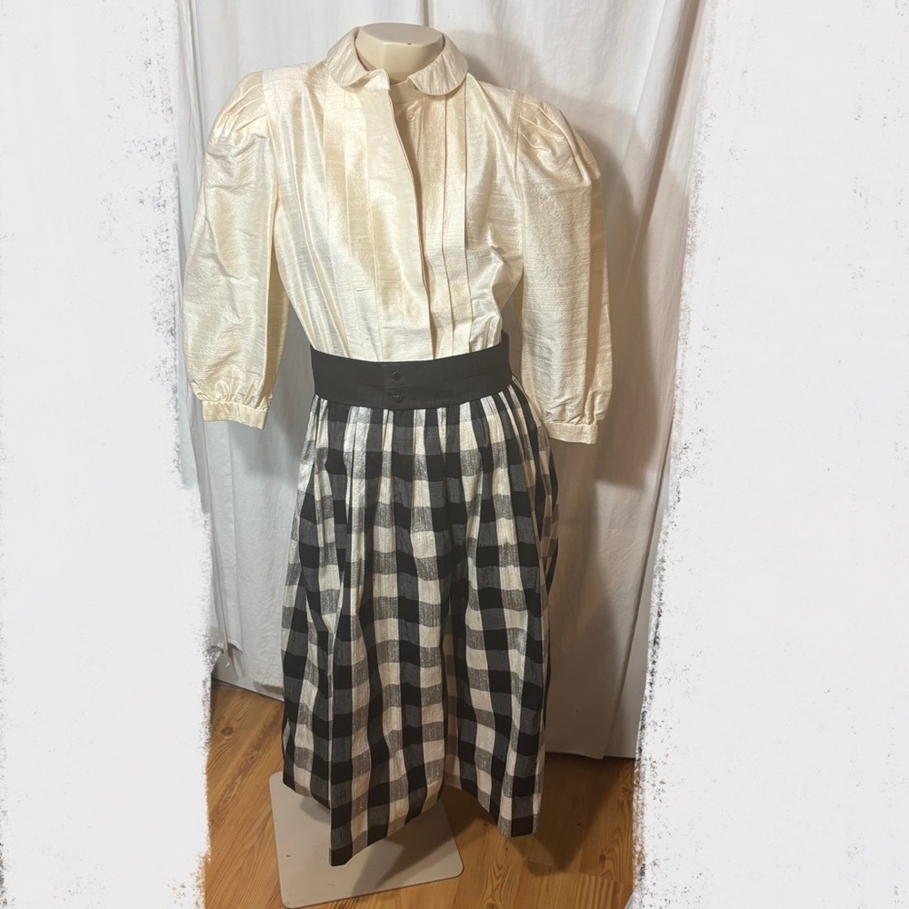 American Vintage women’s size 6 dress gingham black white 1980s Richard Warren
